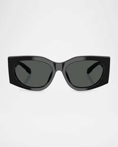 Tory Burch Ty7221u Rectangular Acetate Sunglasses In Black/dark Grey