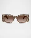 Tory Burch Kira 56mm Rectangular Sunglasses In Brown
