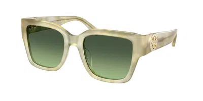 Tory Burch Ty7228u 20702a Occhiali Da Sole Verdi Per Donna In Brown