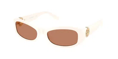 Tory Burch Ty7229u 207573 Women's Sunglasses White Size 55 In Brown