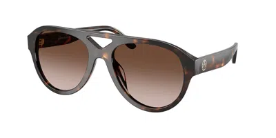 Tory Burch Aviator Sunglasses, 55mm In Gold
