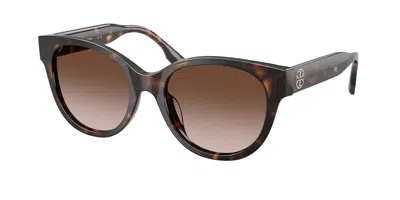 Tory Burch Ty7236u 196413 Women's Sunglasses Tortoiseshell Size 54 In Dark Tortoise