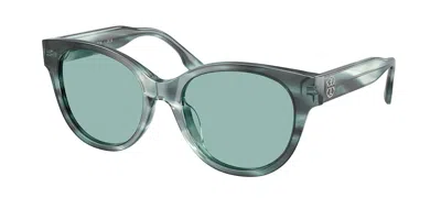 Tory Burch Ty7236u 206882 Women's Sunglasses Green Size 54 In Streaked Teal