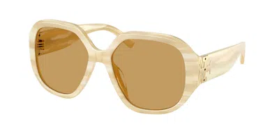 Tory Burch Ty7237u 195073 Women's Sunglasses White Size 56 In Horn Effect Ivory