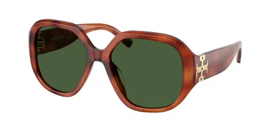 Tory Burch Ty7237u 208371 Women's Sunglasses Tortoiseshell Size 56 In Soft Amber Tortoise
