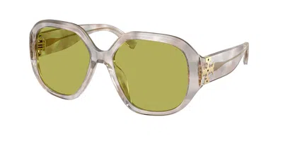 Tory Burch Ty7237u 2084/2 Women's Sunglasses Grey Size 56 In Transparent Grey With Spotted Effect