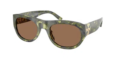 Tory Burch Ty7238u 208973 Women's Sunglasses Green Size 54 In Green Marble