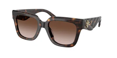 Tory Burch Ty7239u 196413 Women's Sunglasses Tortoiseshell Size 52 In Dark Tortoise