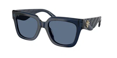 Tory Burch Ty7239u 206580 Women's Sunglasses Blue Size 52 In Transparent Navy Blue