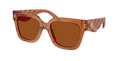 Tory Burch Ty7239u 207873 Women's Sunglasses Brown Size 52 In Transparent Whiskey