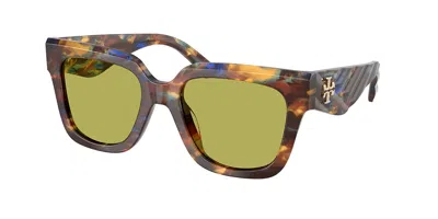 Tory Burch Ty7239u 2092/2 Women's Sunglasses Tortoiseshell Size 52 In Blue,green,brown Tortoise