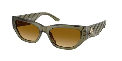 Tory Burch Ty7240u 20853b Women's Sunglasses Green Size 55 In Transparent Olive Green