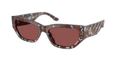 Tory Burch Ty7240u 209175 Women's Sunglasses Blue Size 55 In Blue,brown Custom Spotted