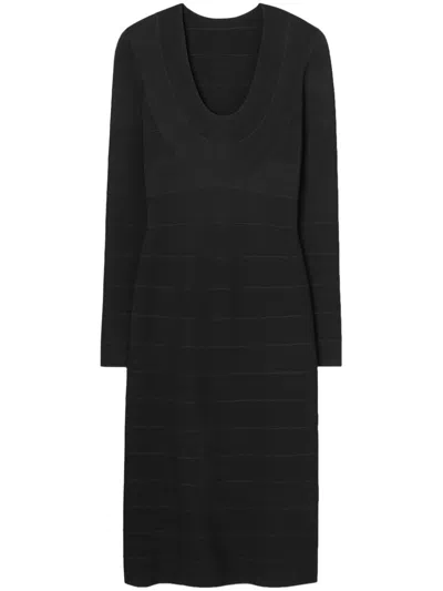 Tory Burch U-neck Midi Dress In Schwarz