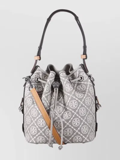 Tory Burch Utility Bucket Bag Monogram Design In Metallic
