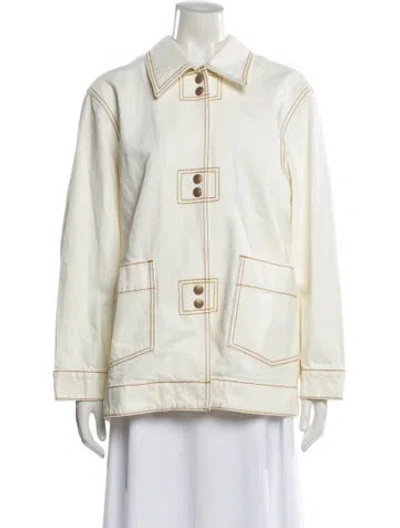 Pre-owned Tory Burch Utility Jacket W/ Tags In White