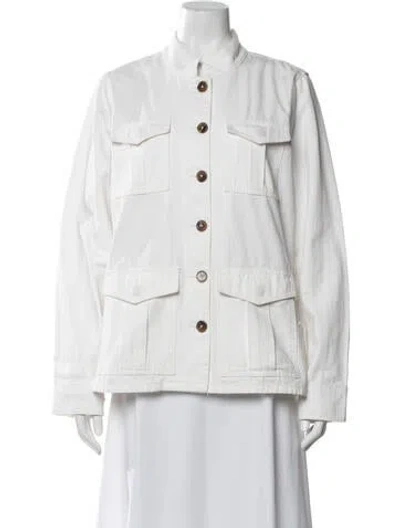 Pre-owned Tory Burch Utility Jacket In White