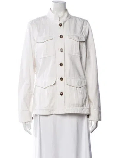Pre-owned Tory Burch Utility Jacket In White