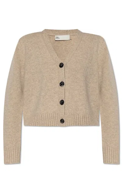 Tory Burch Short Wool Cardigan For Women In Beige