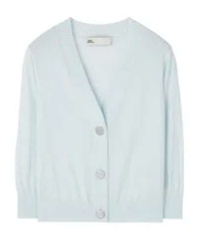Tory Burch V-neck Long-sleeved Knitted Cardigan In White