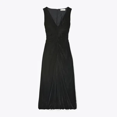 Tory Burch V-neck Velvet Dress In Black
