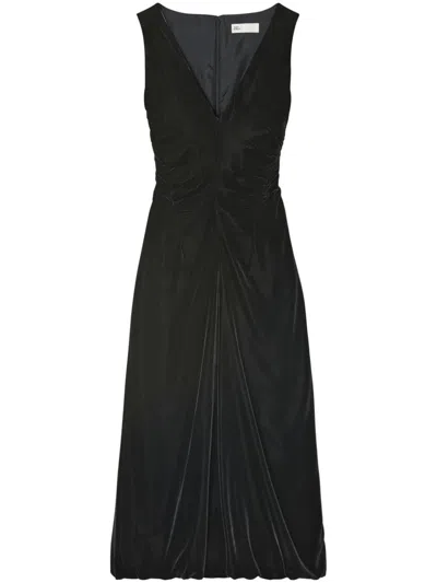 Tory Burch V-neck Velvet Dress In Black