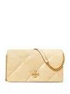 Tory Burch Kira Diamond Quilted Leather Wallet On Chain In Neutral