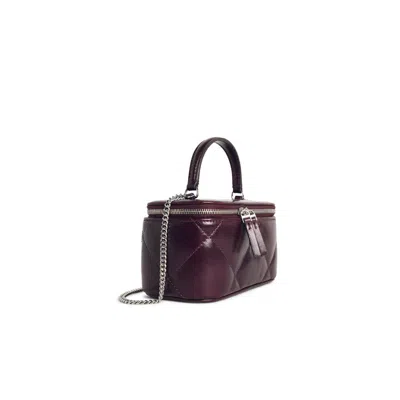 Tory Burch Vanity Burgundy Leather Bag In Red
