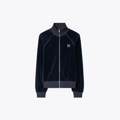 Tory Burch Velour Track Jacket In Black