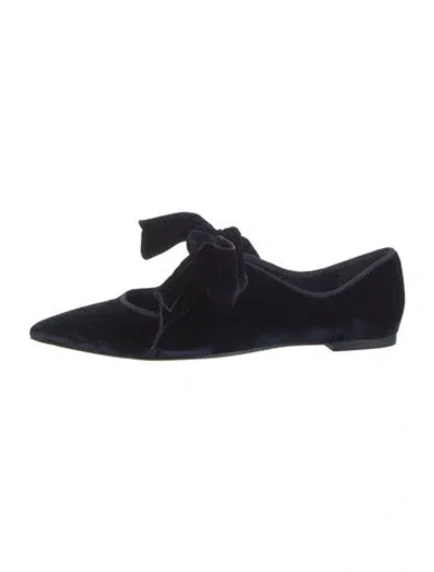 Pre-owned Tory Burch Velvet Ballet Flats In Black