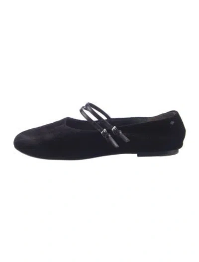 Pre-owned Tory Burch Velvet Ballet Flats In Blue