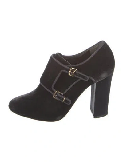 Pre-owned Tory Burch Velvet Boots In Blue