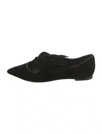 Pre-owned Tory Burch Velvet Bow Accents Oxfords In Black