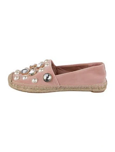 Pre-owned Tory Burch Velvet Crystal Embellishments Espadrilles In Brown