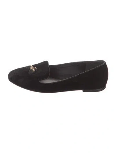 Pre-owned Tory Burch Velvet Loafers In Black