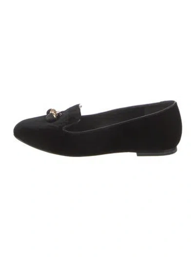 Pre-owned Tory Burch Velvet Loafers In Black