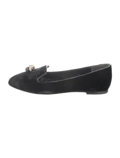 Pre-owned Tory Burch Velvet Loafers In Black