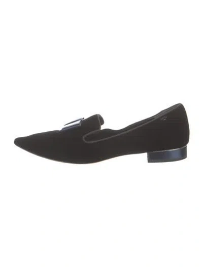 Pre-owned Tory Burch Velvet Loafers In Black
