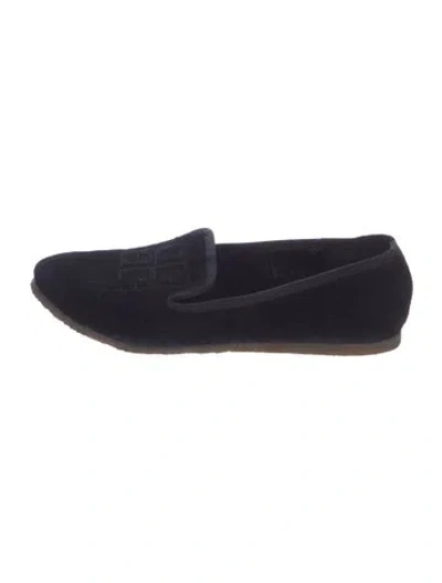 Pre-owned Tory Burch Velvet Loafers In Blue