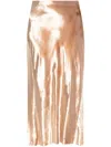 Tory Burch Flared Velvet Midi Skirt In Pink