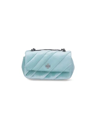 Tory Burch Velvet Mini Kira Bag In Light Blue