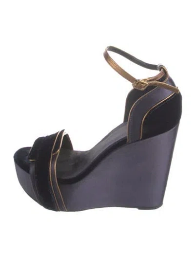 Pre-owned Tory Burch Velvet Sandals In Blue
