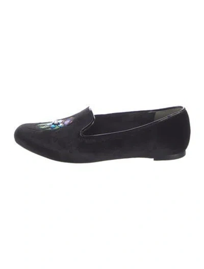 Pre-owned Tory Burch Velvet Sequin Embellishments Loafers In Black