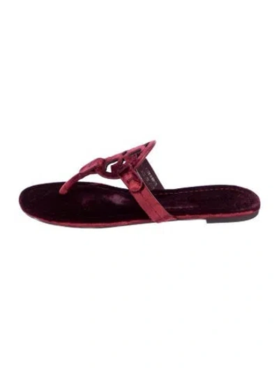 Pre-owned Tory Burch Velvet Slides In Purple