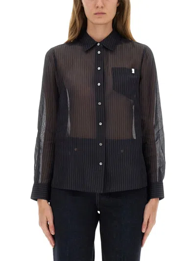 TORY BURCH TORY BURCH VERTICAL STRIPE COTTON SHIRT WITH CLASSIC COLLAR AND CHEST POCKET