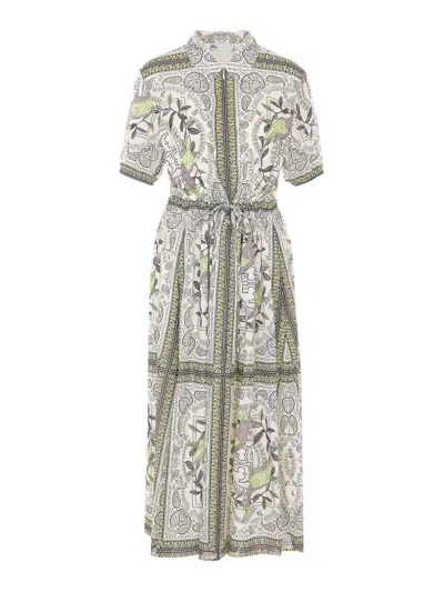 Tory Burch Cinched Zip Dress In Multi