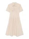 Tory Burch Short Sleeve Dress In Beige