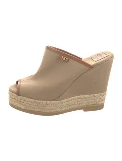 Pre-owned Tory Burch Vintage Canvas Espadrilles In Neutrals
