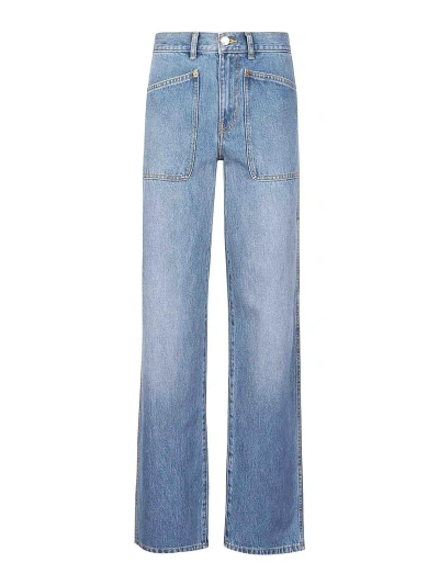 Tory Burch Vintage Denim Jeans Zip Patch Iconic In Dark Wash