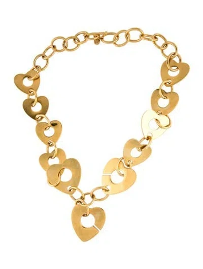 Pre-owned Tory Burch Vintage Heart Chain Long Necklace, 32.5" In Multicolor